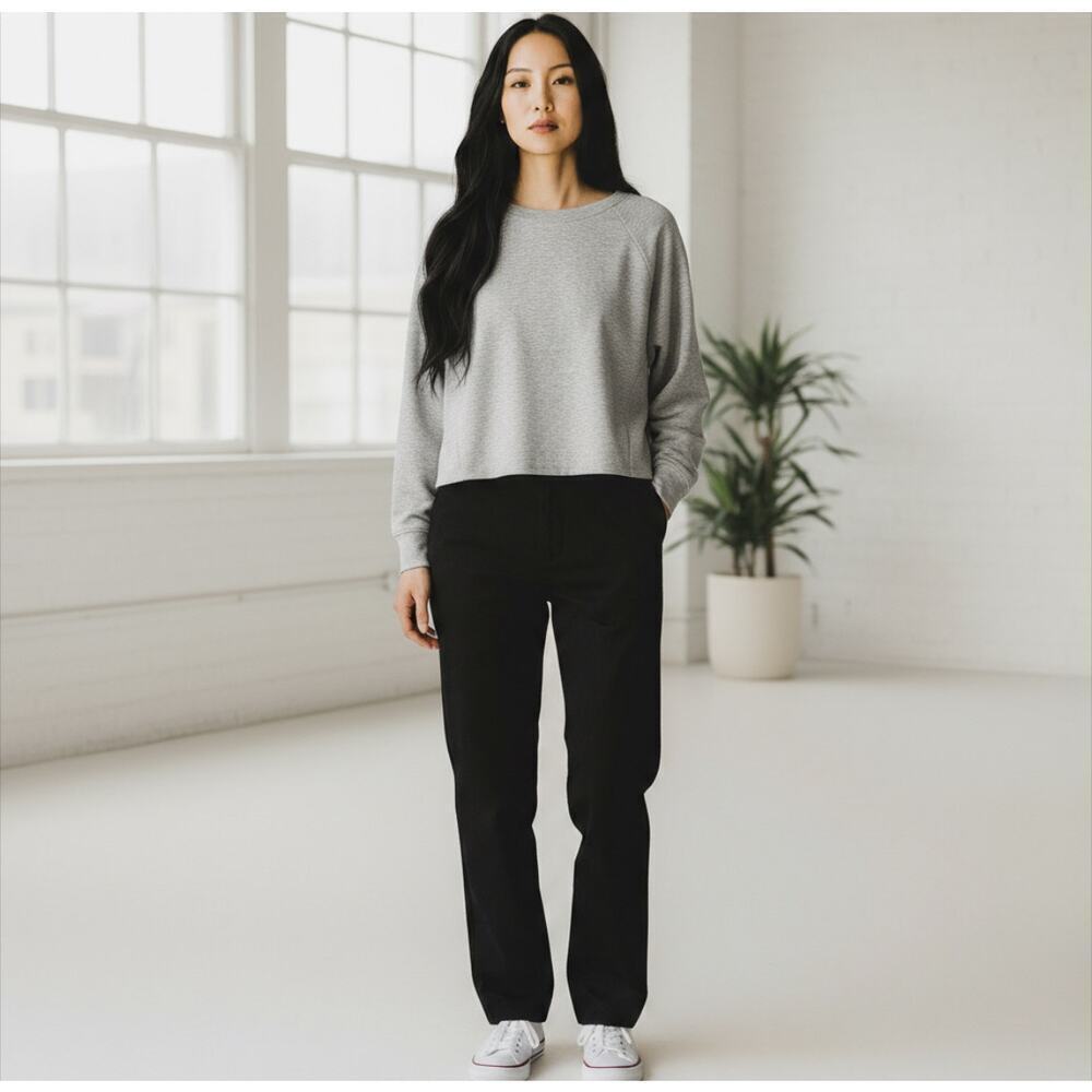 Express Dropped Shoulder Crew Neck Pullover Sweatshirt Light Gray Women's L NWT